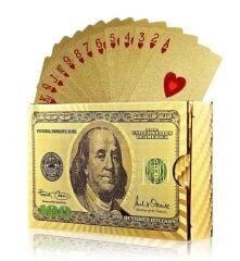 Dolar Baskılı İskambil Oyun Kartları Gold