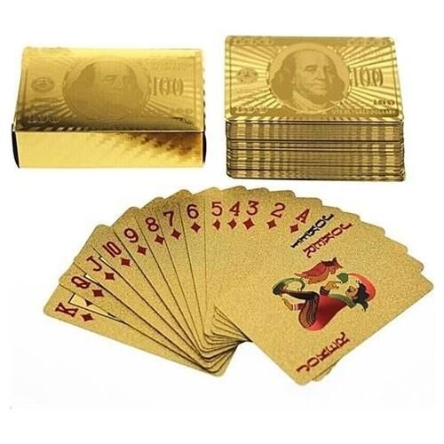 Dolar Baskılı İskambil Oyun Kartları Gold