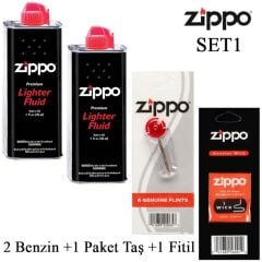 Zippo 2 Benzin+1 Paket Taş+ 1 Fitil Seti