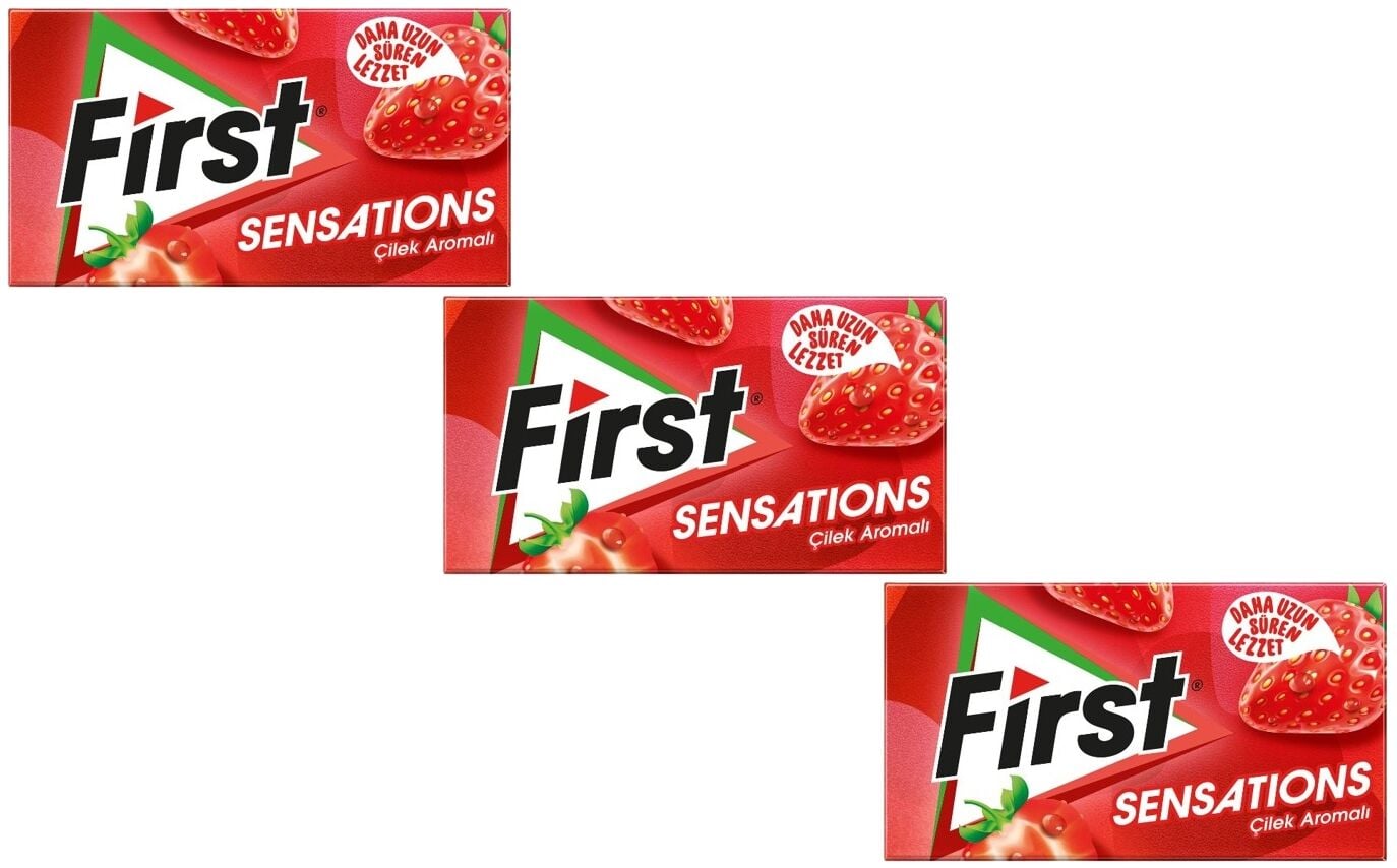 First Sensations Çilek Aromalı Şekersiz Tatlandırıcılı Sakız - 3'lü Paket