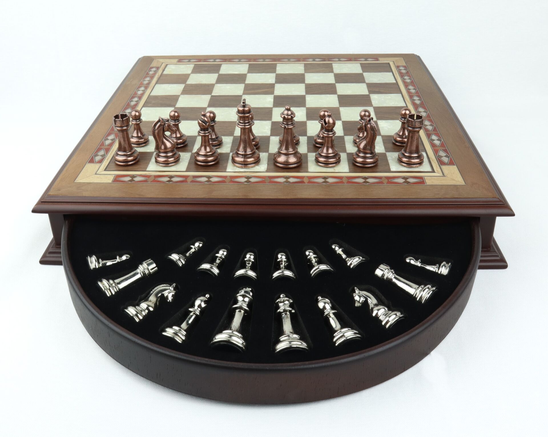 Prestij Serisi Ahşap Satranç Takımı / Döner Çekmeceli