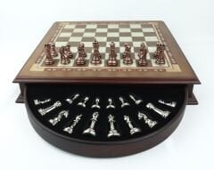 Prestij Serisi Ahşap Satranç Takımı / Döner Çekmeceli