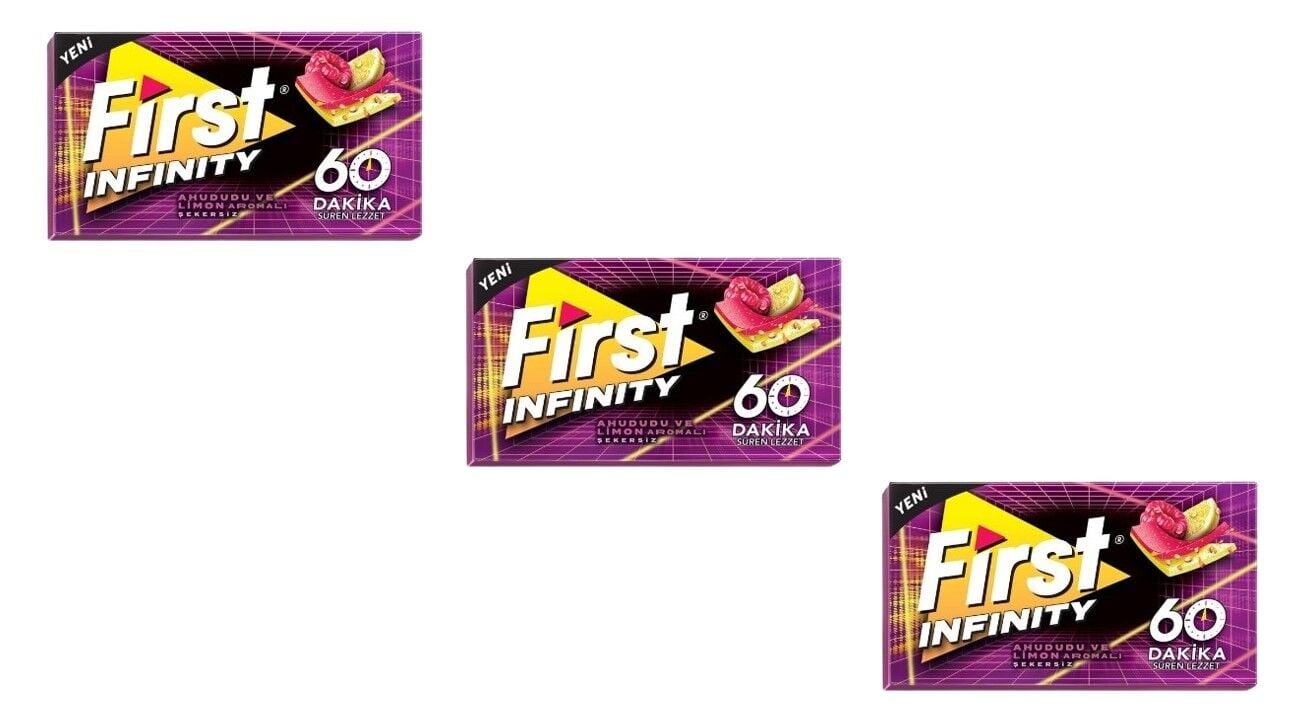 First Infinity Ahududu ve Limon Aromalı Şekersiz Tatlandırıcılı Sakız - 3'lü Paket