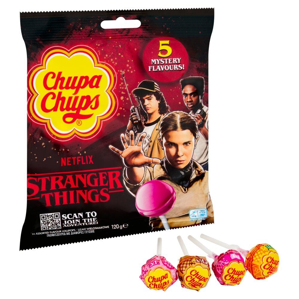 Chupa Chups 5 Mystery Flavors Stranger Thıngs Scan to Joın the Adventure Lolipop 120 g