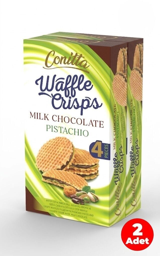 Conitta Waffle Crisps - Antep Fıstıklı Sütlü Çikolatalı Gofret 100 Gr (2 ADET)