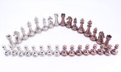 Bronz - Gümüş Küçük Boy Metal Zamak Satranç Taşı