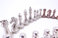 Bronz - Gümüş Küçük Boy Metal Zamak Satranç Taşı