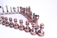 Bronz - Gümüş Küçük Boy Metal Zamak Satranç Taşı