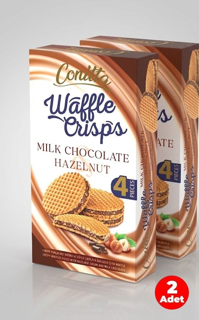 Conitta Waffle Crisps – Fındık Kremalı ve Sütlü Çikolatalı Çıtır Gofret 100 Gr. (2 ADET)