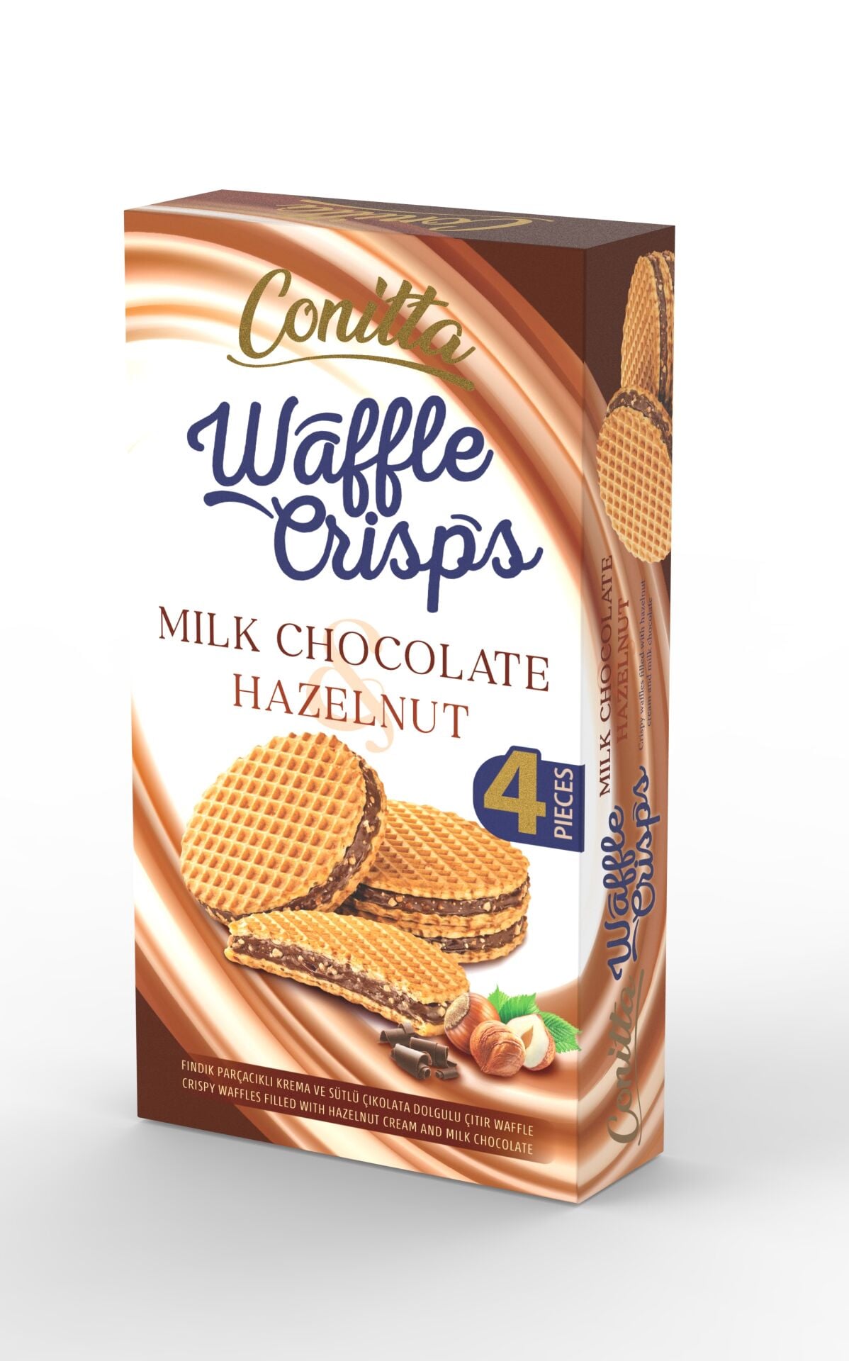 Conitta Waffle Crisps – Fındık Kremalı ve Sütlü Çikolatalı Çıtır Gofret 100 Gr.