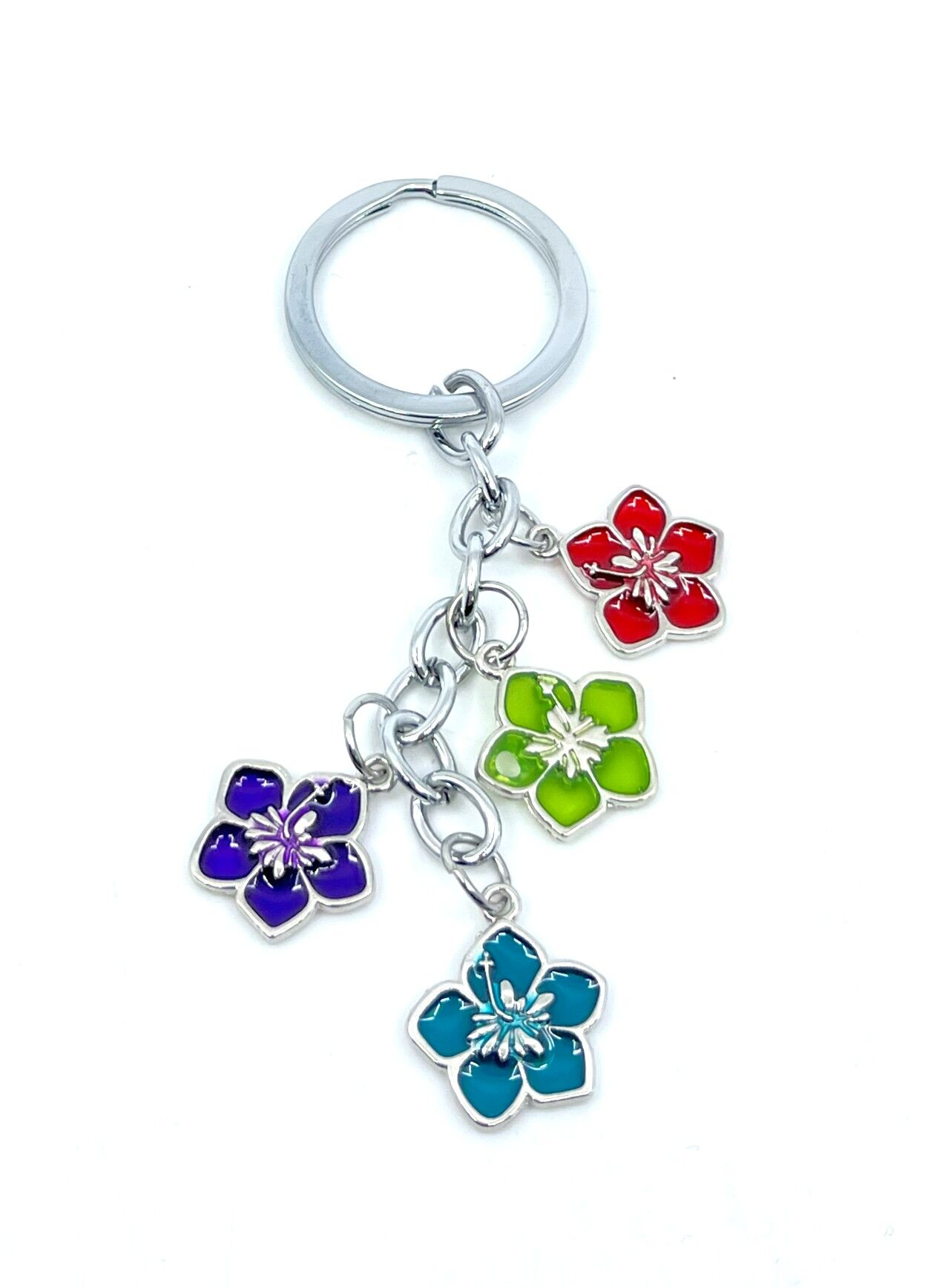 Renkli Çiçek Metal Anahtarlık