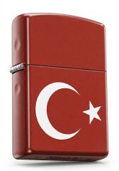 Zippo Türk Bayrağı Dizayn Çakmak - Red Matte
