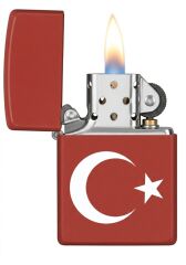Zippo Türk Bayrağı Dizayn Çakmak - Red Matte