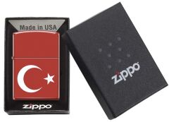 Zippo Türk Bayrağı Dizayn Çakmak - Red Matte