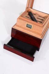 Cam Kapaklı Sedir Humidor / Puro Saklama Kutusu