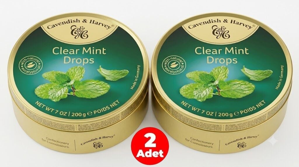 Cavendish & Harvey  Clear Mint Drops Nane Aromalı Şeker 200gr (2 ADET)