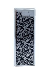 Metal Mum Alev Slim Çakmak Parlak Gri Model -1