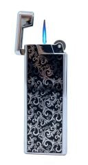 Metal Mum Alev Slim Çakmak Parlak Gri Model -1