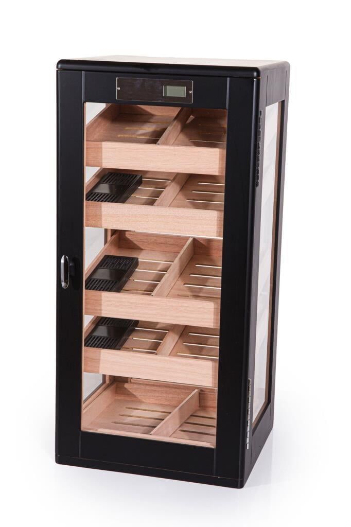 5 Raflı Puro Dolabı/Humidor - Siyah
