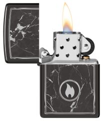 Zippo Fırtına çakmağı – Mermer Alev, High Polish Black, Photo Image – Doldurulabilir – Tekrar kullanılabilir – Rüzgara dayanıklı tasarım – Hediye kutusu – ABD'de
