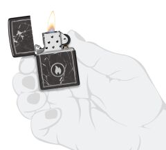 Zippo Fırtına çakmağı – Mermer Alev, High Polish Black, Photo Image – Doldurulabilir – Tekrar kullanılabilir – Rüzgara dayanıklı tasarım – Hediye kutusu – ABD'de