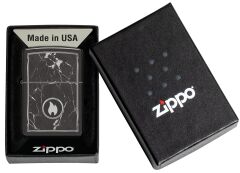 Zippo Fırtına çakmağı – Mermer Alev, High Polish Black, Photo Image – Doldurulabilir – Tekrar kullanılabilir – Rüzgara dayanıklı tasarım – Hediye kutusu – ABD'de