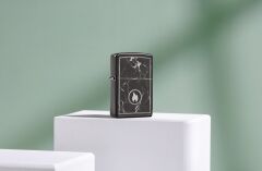 Zippo Fırtına çakmağı – Mermer Alev, High Polish Black, Photo Image – Doldurulabilir – Tekrar kullanılabilir – Rüzgara dayanıklı tasarım – Hediye kutusu – ABD'de