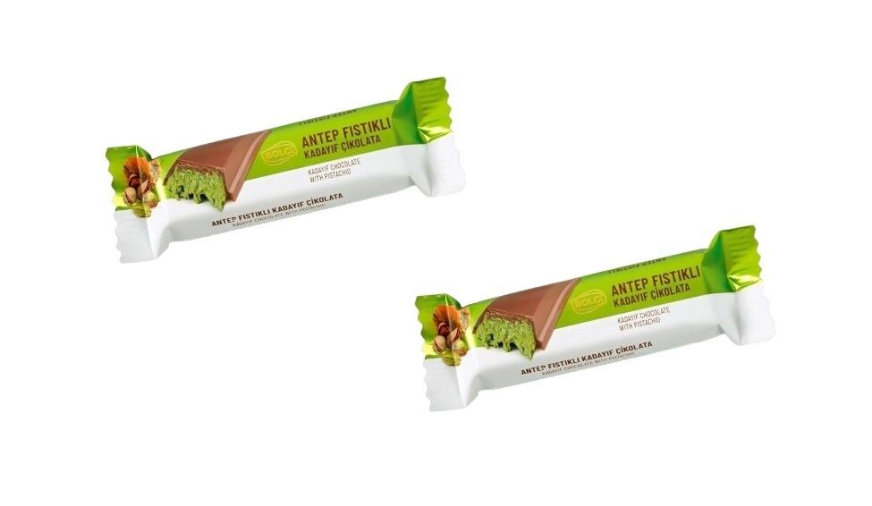 Bolçi Antep Fıstıklı Kadayıf Dolgulu Sütlü Çikolata - Dubai Çikolatası 30g (2 Adet)