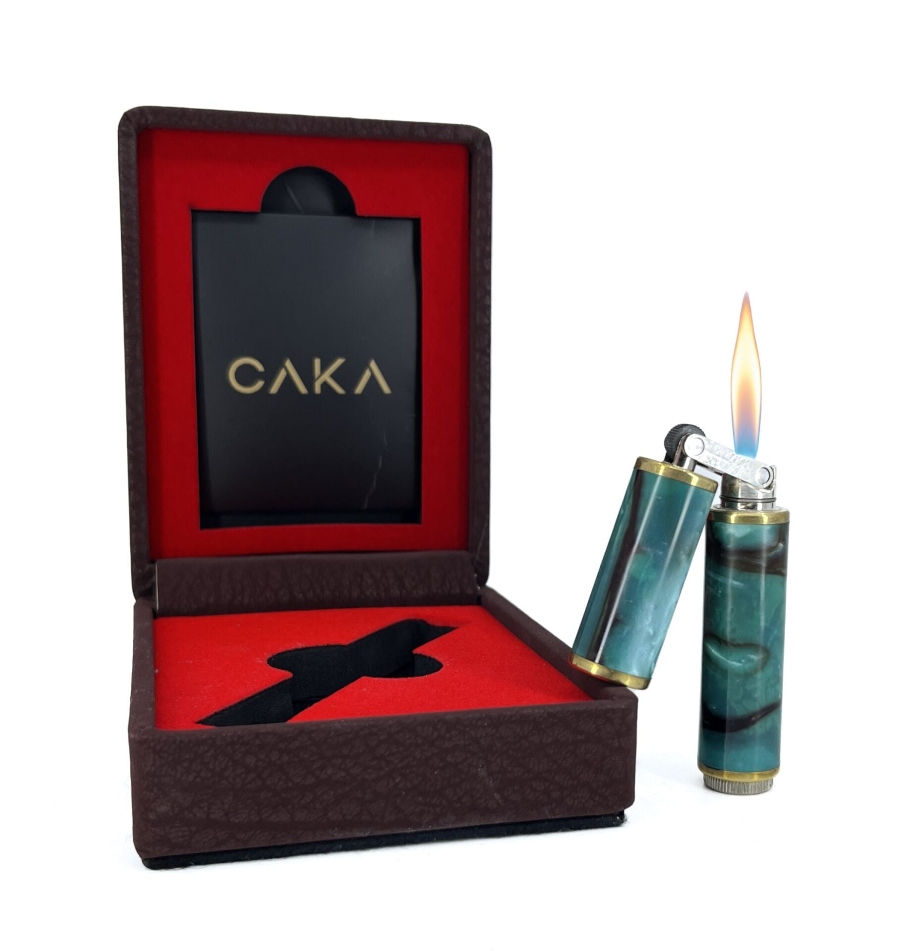 Caka Harmony Pirinç Ortadan Kırılan Benzinli Gemici (Muhtar) Çakmağı - Koyu Yeşil