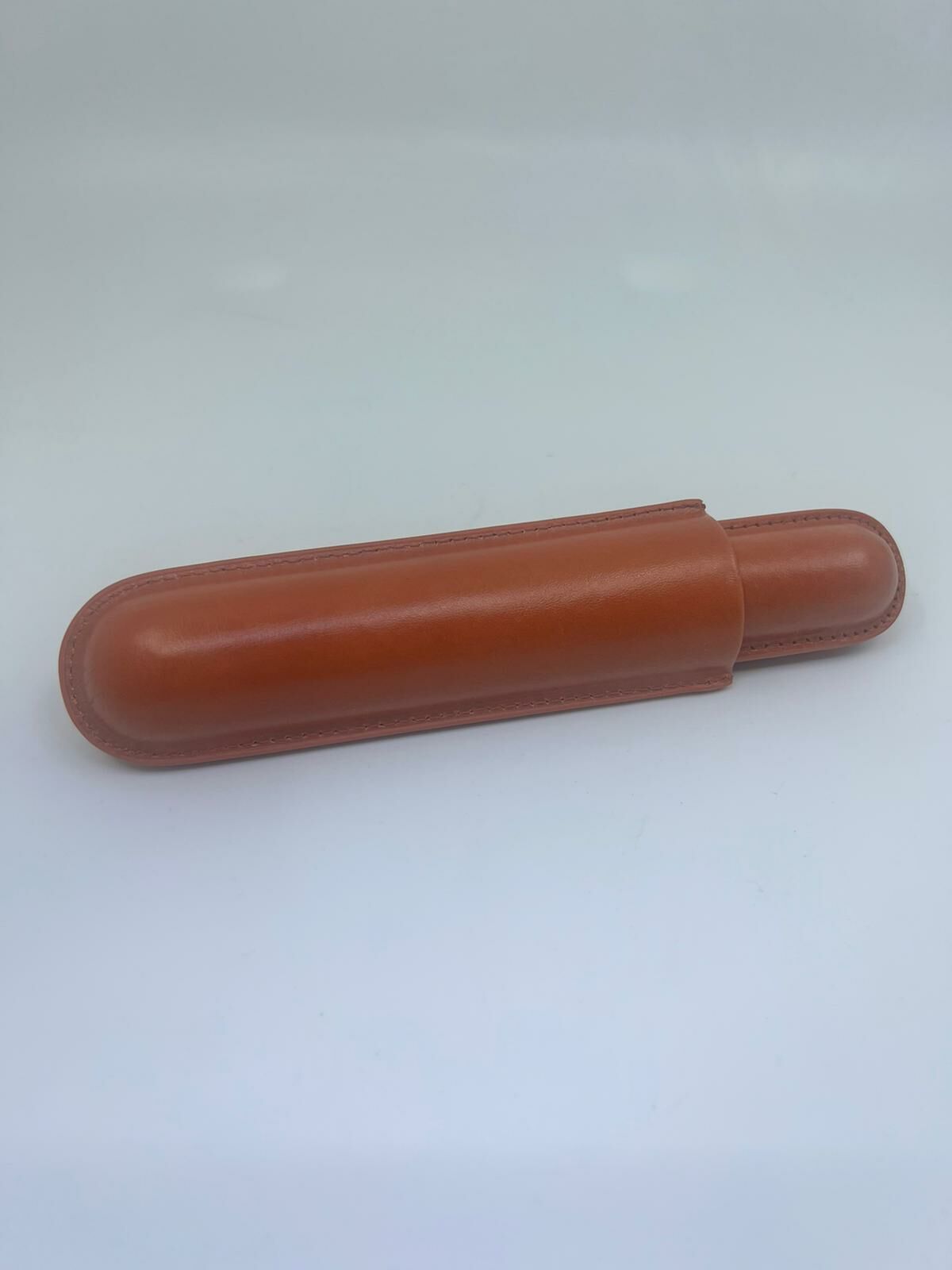Deri Seyahat Humidor / Puro Saklama Kutusu Silindir - Taba