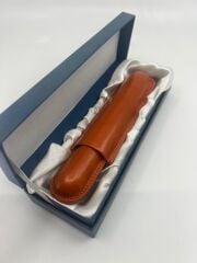 Deri Seyahat Humidor / Puro Saklama Kutusu Silindir - Taba