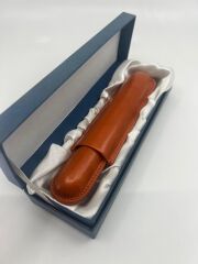 Deri Seyahat Humidor / Puro Saklama Kutusu Silindir - Taba
