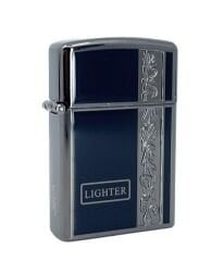 Metal Jet Alev Çakmak  Gravür Şeritli  Füme - Siyah