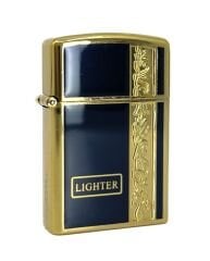 Metal Jet Alev Çakmak  Gravür Şeritli  Pirinç - Siyah