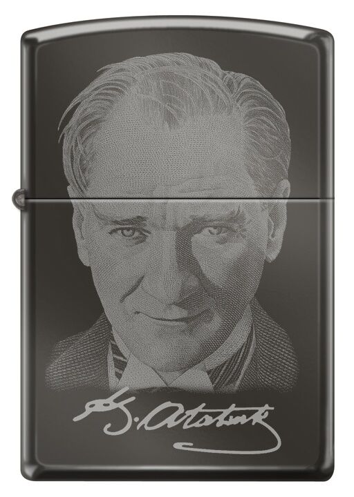 Zippo Atatürk Dizayn Çakmak - Black Ice