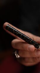 Caka Benzinli Pirinç Gemici (Muhtar) Çakmağı - Slim Black Crackle