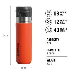 Stanley The Quick Flip Paslanmaz Çelik Termos Bardak 0.70 LT(24 OZ) - Tigerlily