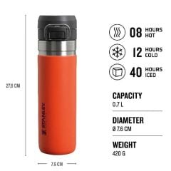 Stanley The Quick Flip Paslanmaz Çelik Termos Bardak 0.70 LT(24 OZ) - Tigerlily