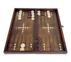 Antep İşi Ceviz Ağacı Sedef Kakma Ahşap Tavla Takımı