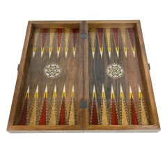Şam İşi Marküteri İşlemeli Sedef Kakma Ahşap Tavla Takımı