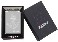 Zippo Anchor Dizayn Çakmak - Satin Chrome