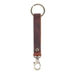 Deri Kancalı Anahtarlık - Koyu Kahverengi