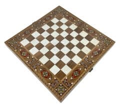 Şam İşi Marküteri İşlemeli Sedef Kakma Ahşap Tavla Takımı - Model 2