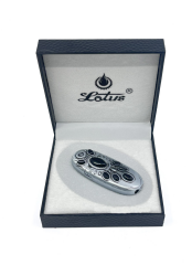 Lotus Mum Alev Çakmak Siyah Taşlı - Gri