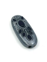 Lotus Mum Alev Çakmak Siyah Taşlı - Gri