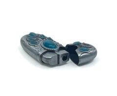 Lotus Mum Alev Çakmak Turkuaz Taşlı - Gri