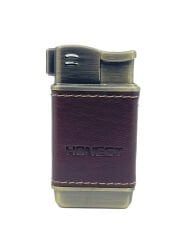 Honest Metal Pipo Çakmağı Deri Kaplama Gövde - Bronz