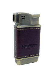 Honest Metal Pipo Çakmağı Deri Kaplama Gövde - Bronz