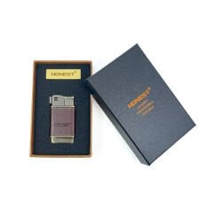 Honest Metal Pipo Çakmağı Deri Kaplama Gövde - Bronz