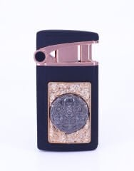 İskelet Amblem Jet Alev Puro Çakmağı - Siyah